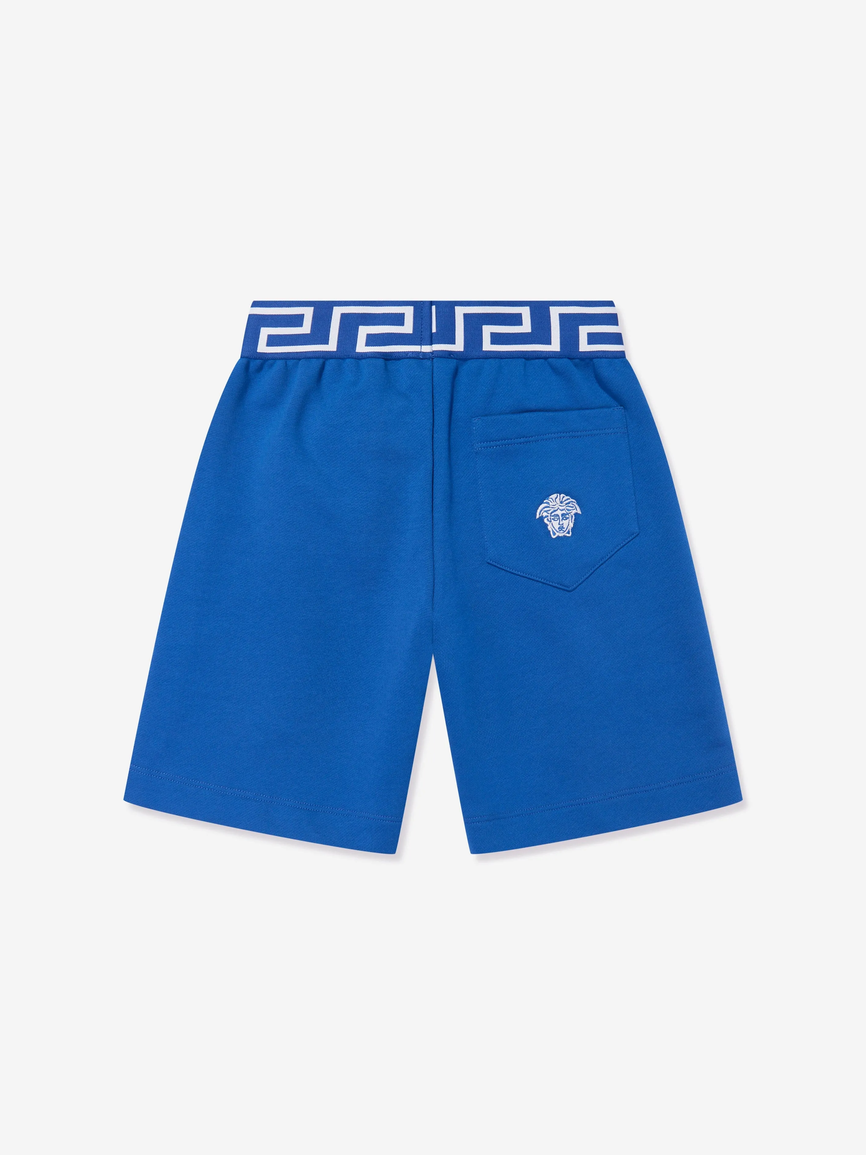 Versace Boys Bestickte Logo Shorts in Blau
