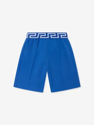 Versace Boys Bestickte Logo Shorts in Blau