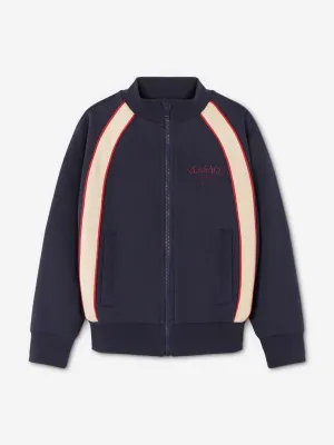 Versace Boys Logo Reißverschluss-Pullover in Schwarz