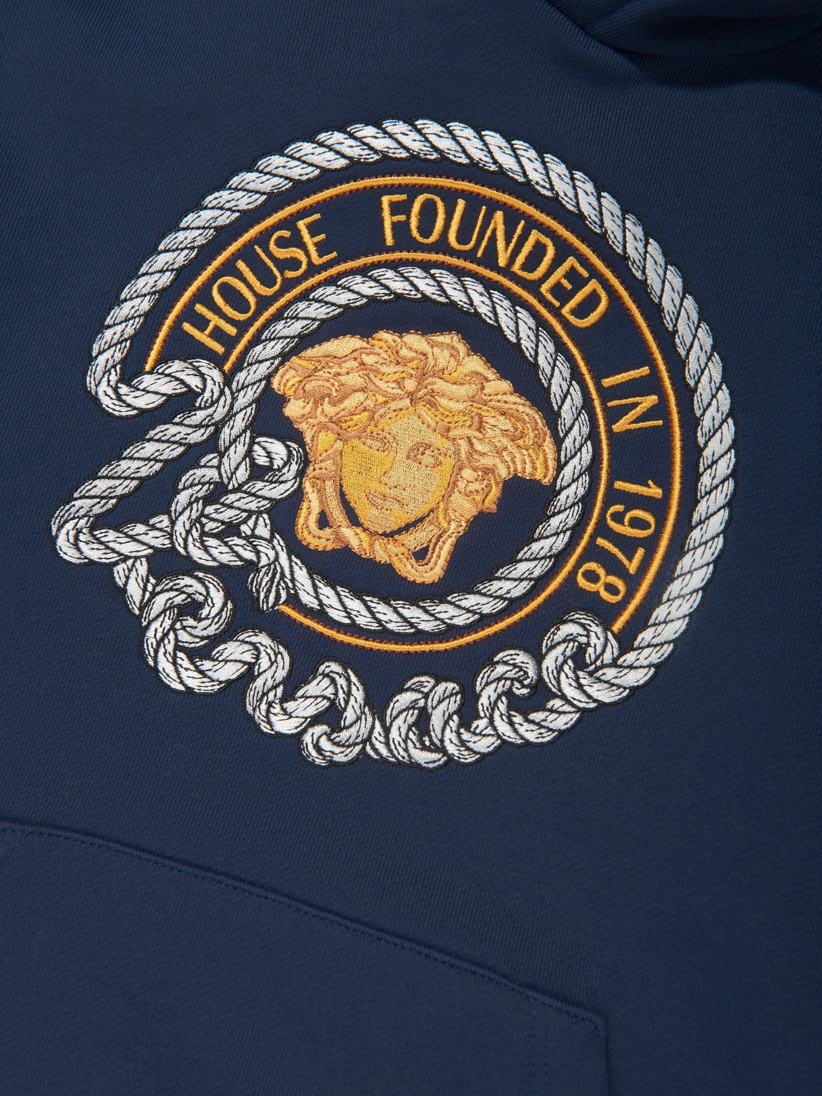 Versace Boys Nautische Medusa Hoodie in Marineblau