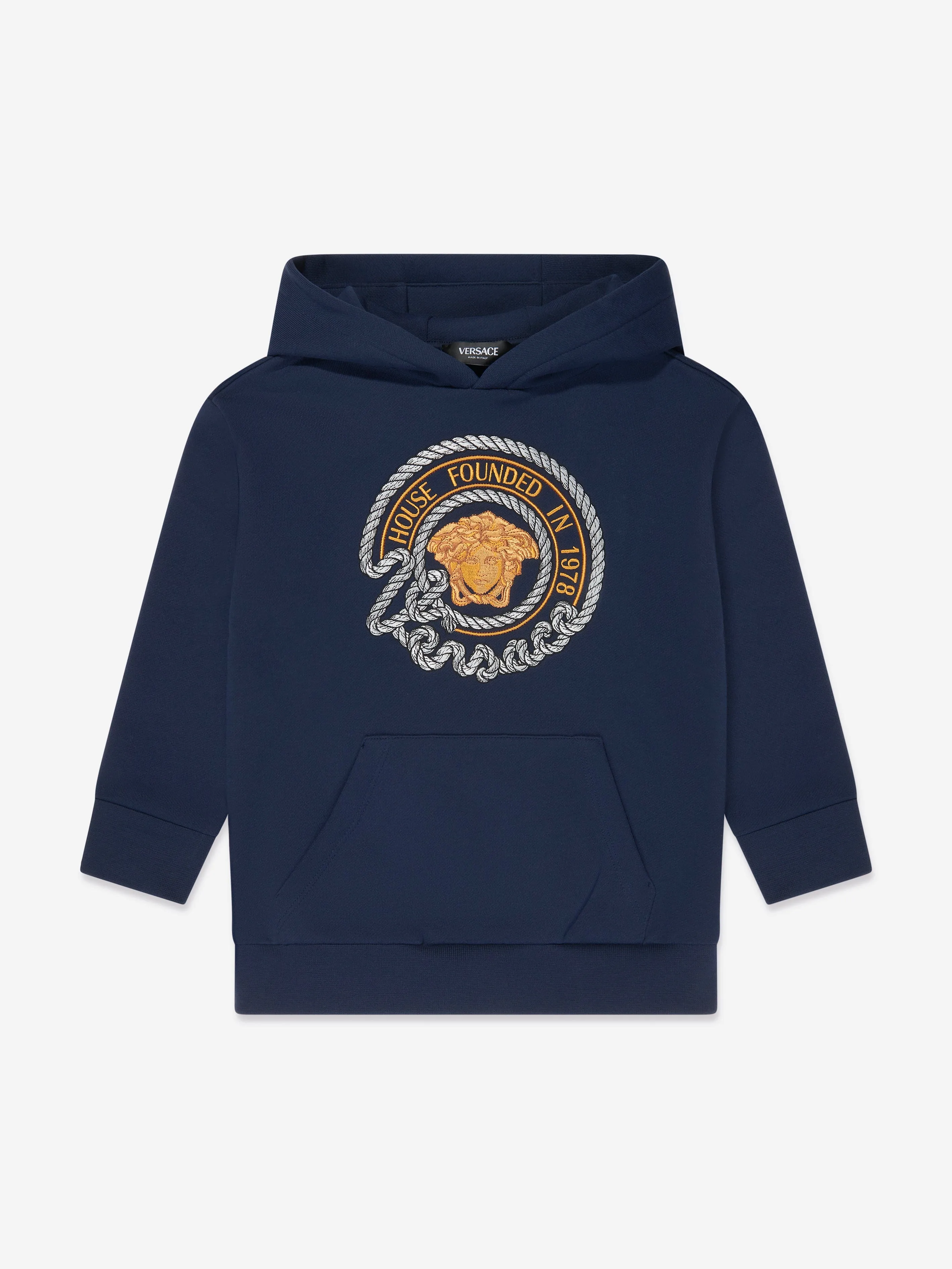 Versace Boys Nautische Medusa Hoodie in Marineblau