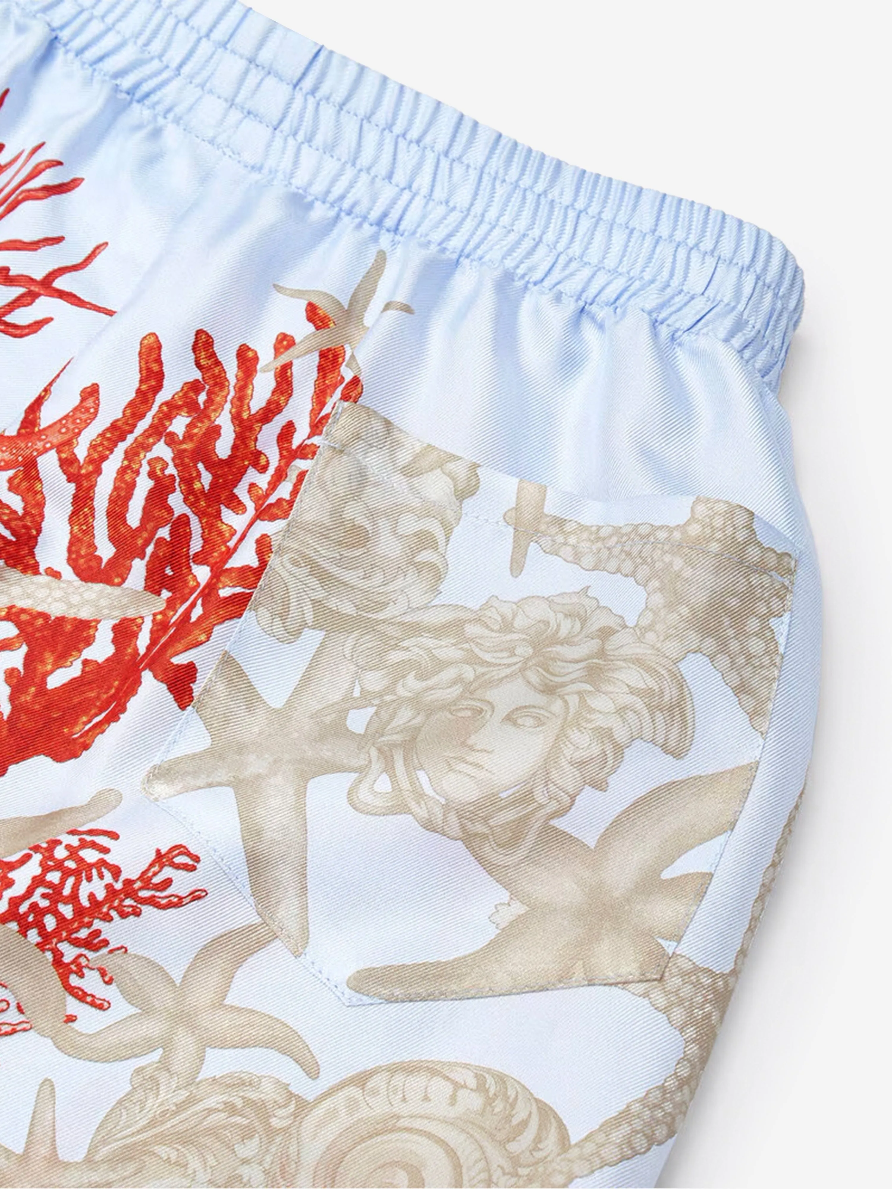 Versace Boys Seide Barocco De La Mer Shorts in Blau