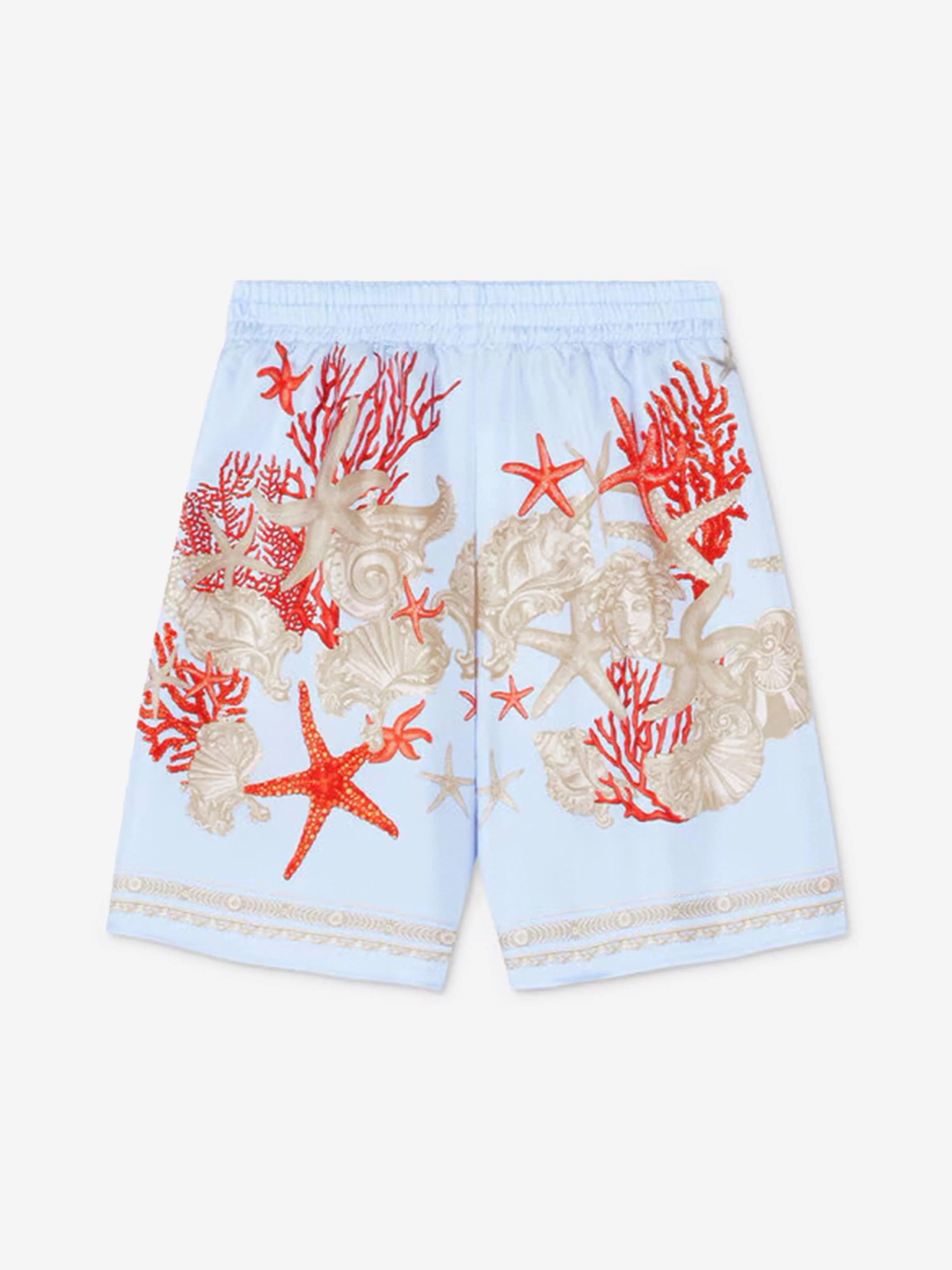 Versace Boys Seide Barocco De La Mer Shorts in Blau