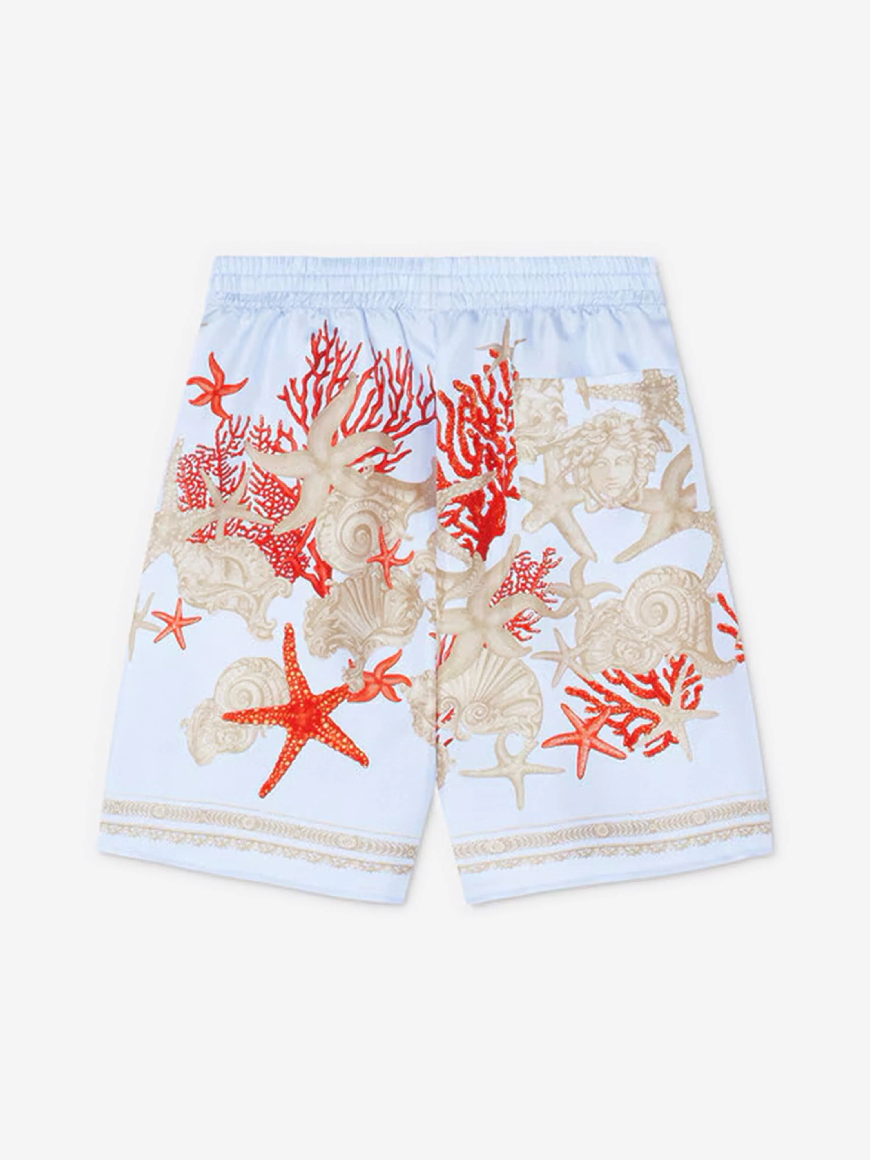 Versace Boys Seide Barocco De La Mer Shorts in Blau