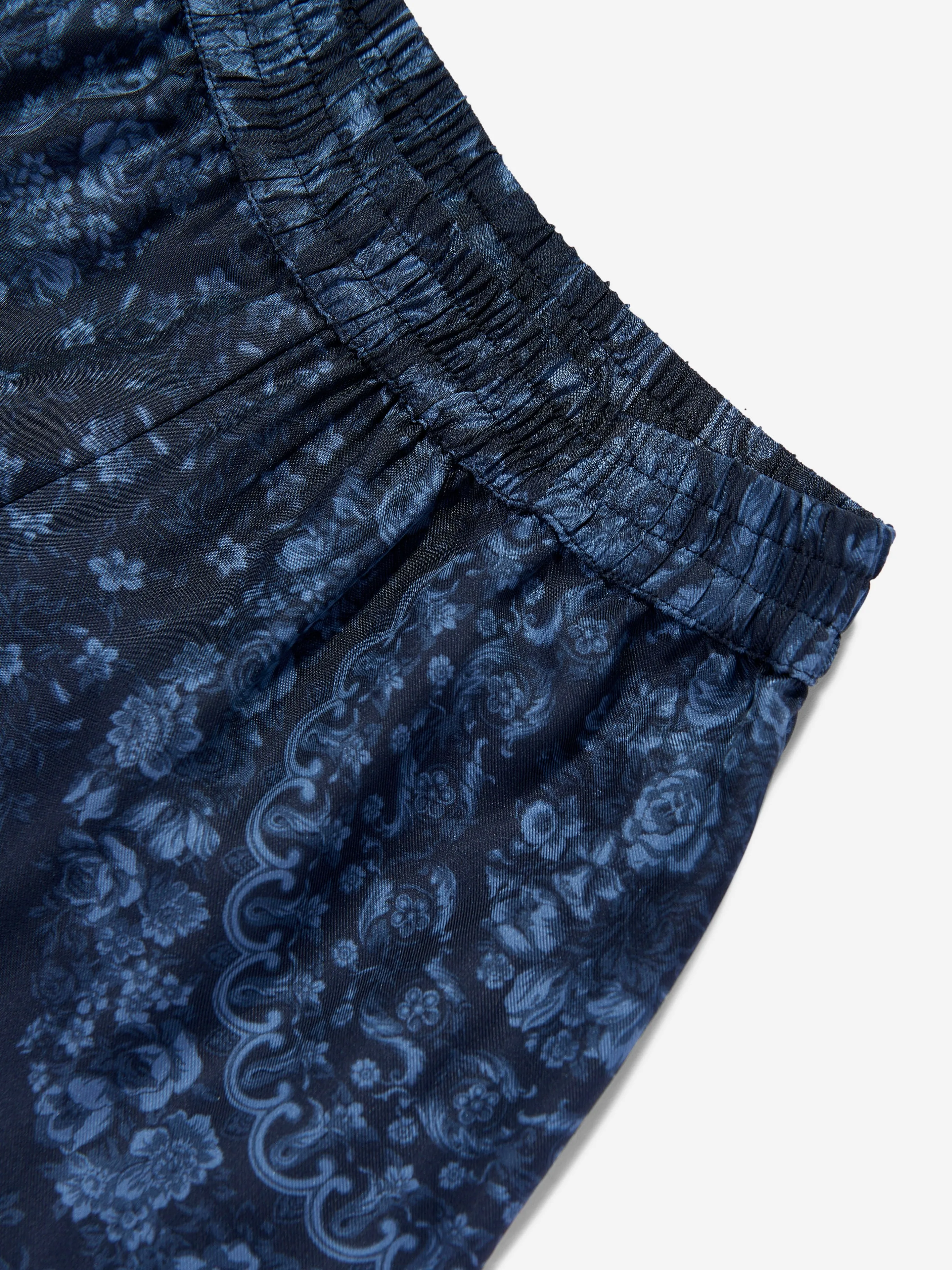 Versace Boys Seiden Barocco Shorts in Marineblau