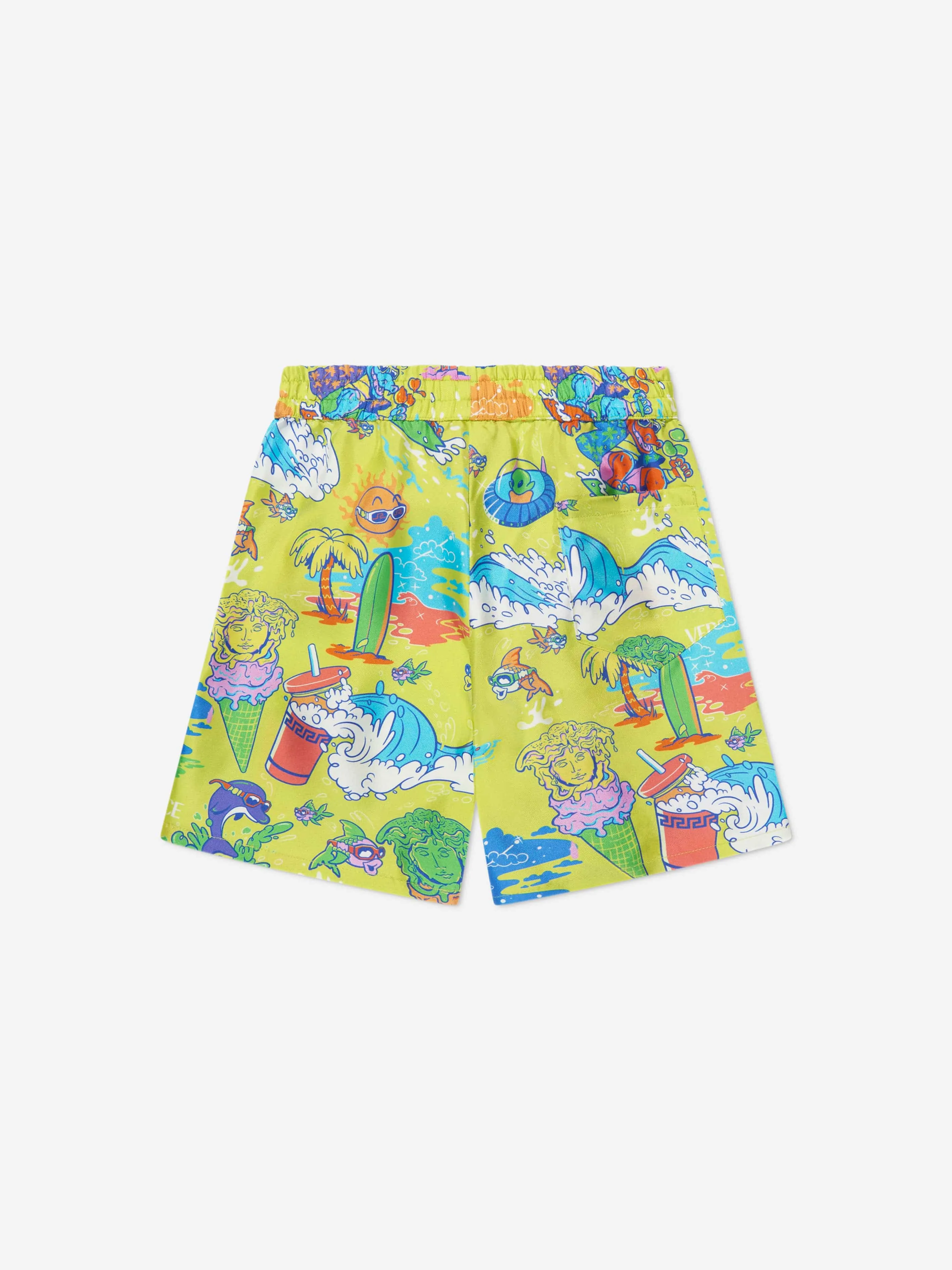 Versace Boys Seiden Bermuda Shorts in Gelb