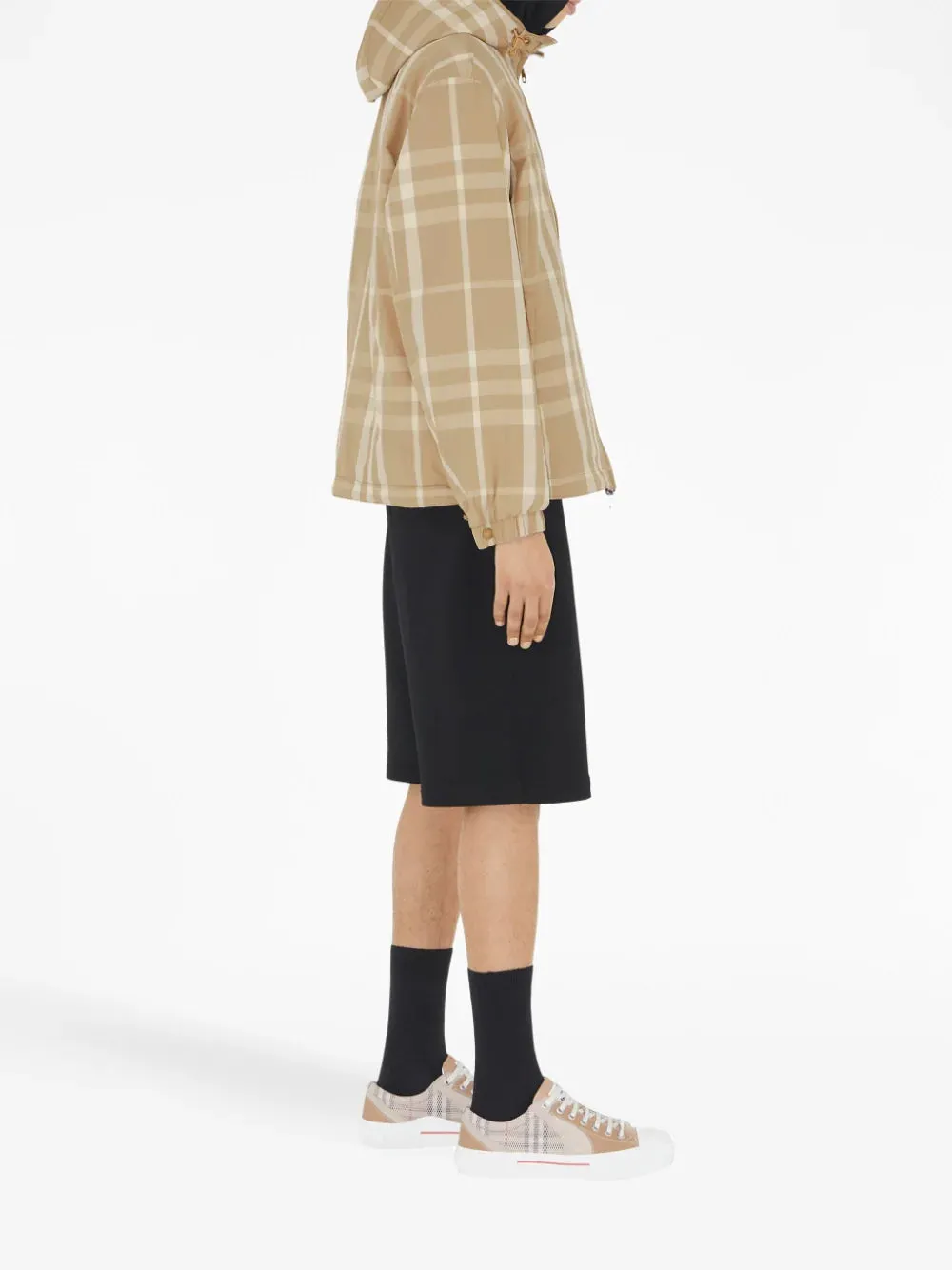 Vintage-Check Pattern Hooded Jacket