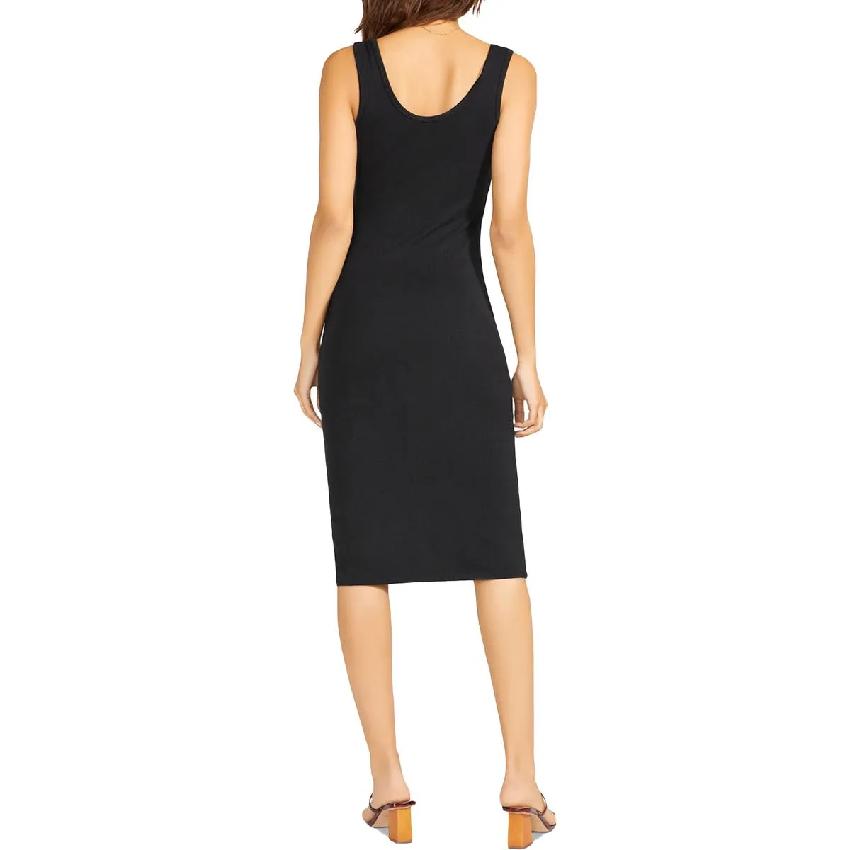 Vision of Love Womens Ribbed Knit Button Front Sheath Dress