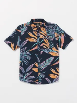 Volcom Indo Spray Blumenmuster Gewebtes Kurzarmhemd für Jungen (Alter 8-14) Navy Volcom