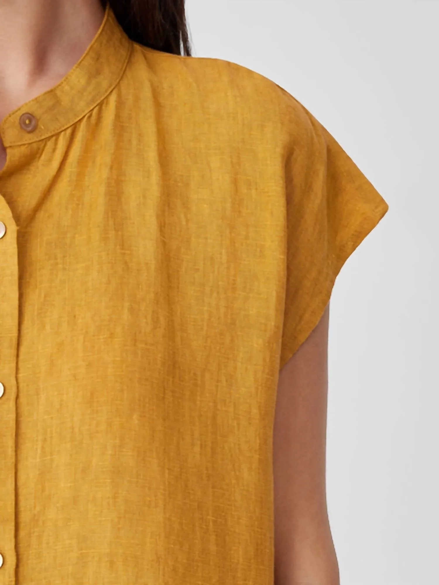 Washed Organic Linen Delave Shirtdress In Marigold