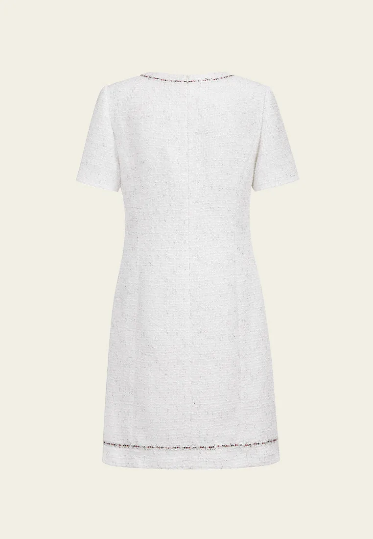 White Lurex Lightweight Tweed Dress