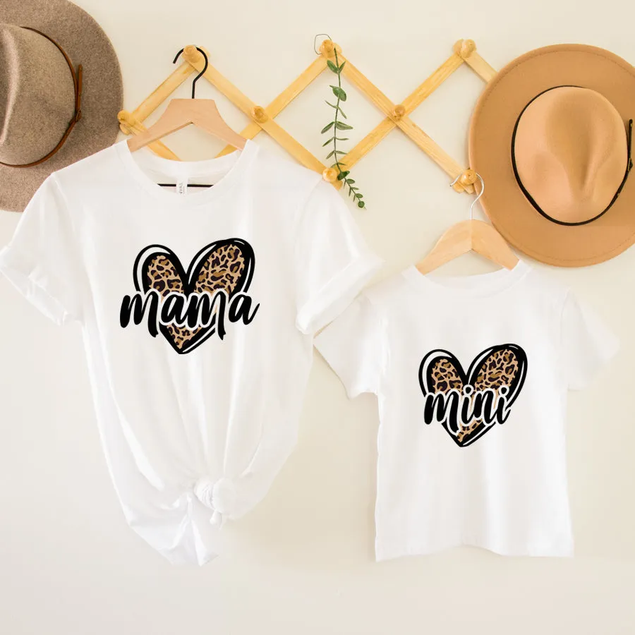 Wild Heart Leopard Mama & Mini White T-Shirts discount mum dresses