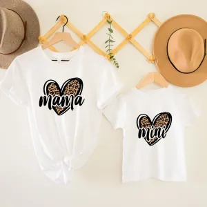Wild Heart Leopard Mama & Mini White T-Shirts discount mum dresses