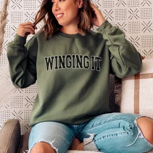 Winging It Varsity Sweatshirt postpartum clothes sale