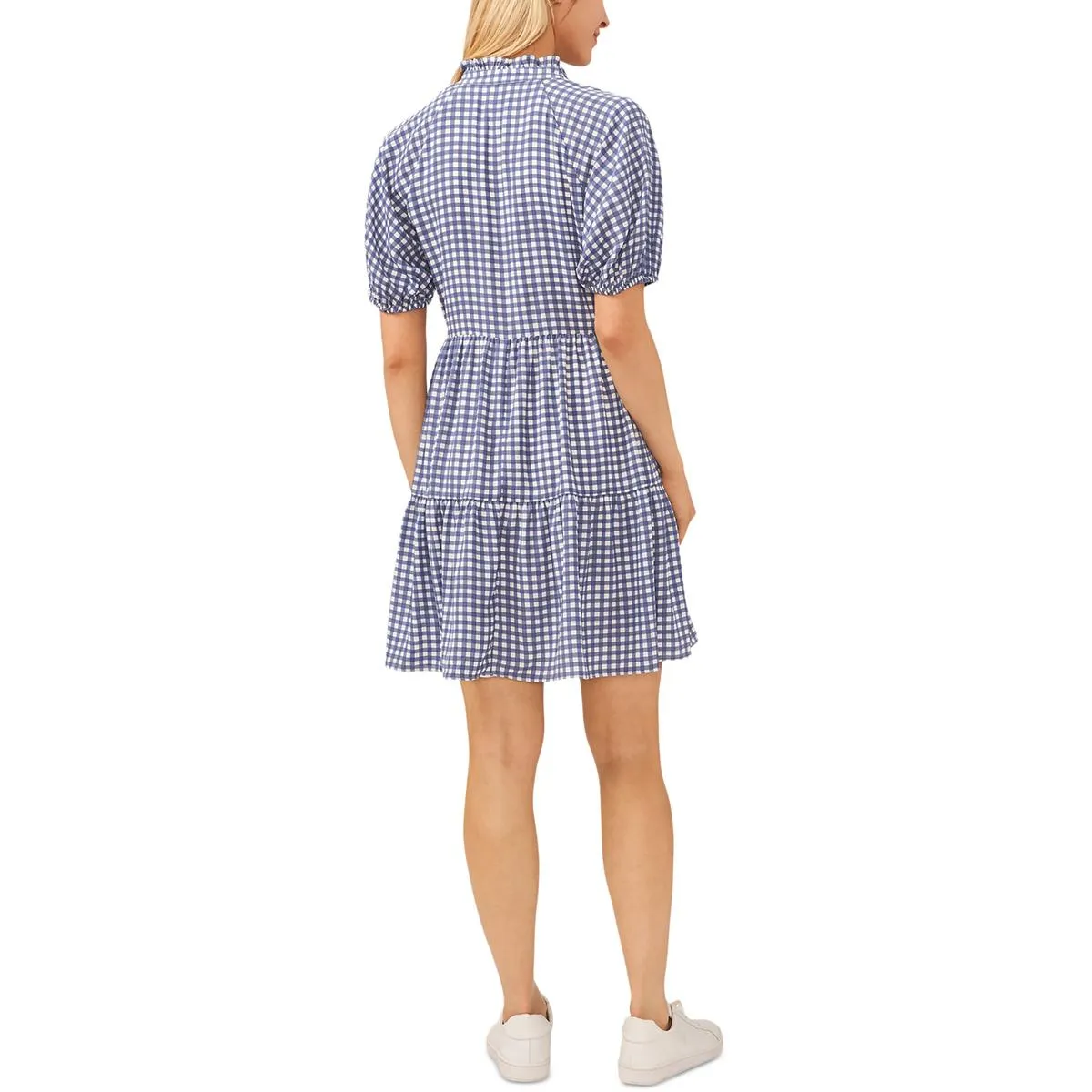 Womens Above Knee Checkered Babydoll Dress