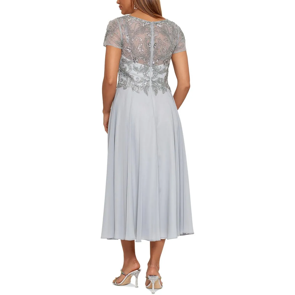 Womens Beaded Midi Cocktail And Party Dress