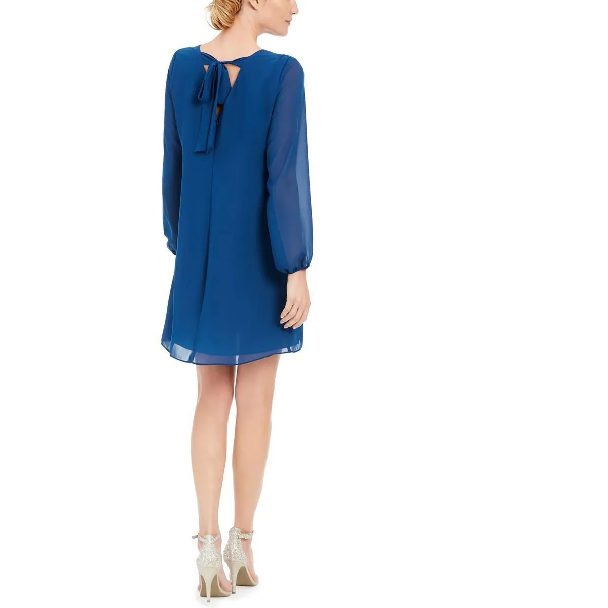 Womens Bow-Back Knee Length Shift Dress