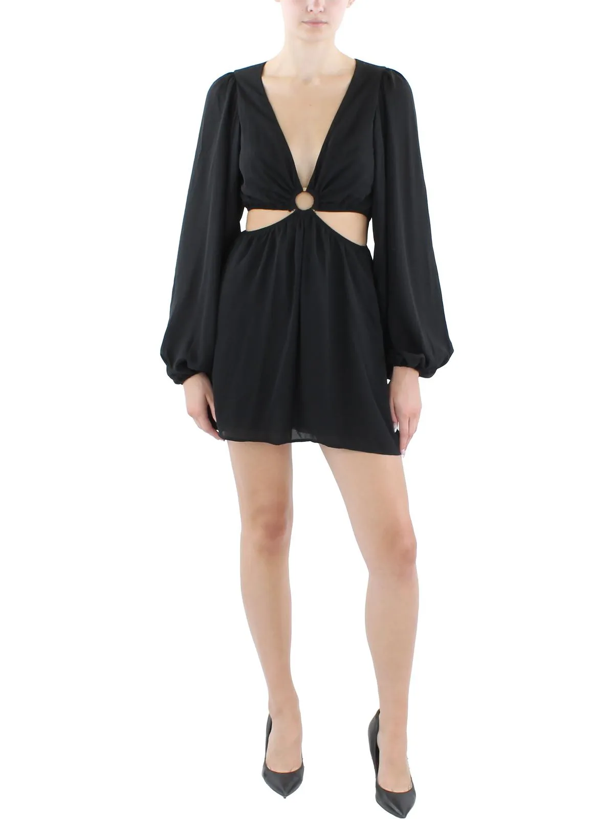 Womens Chiffon Cut-Out Mini Dress