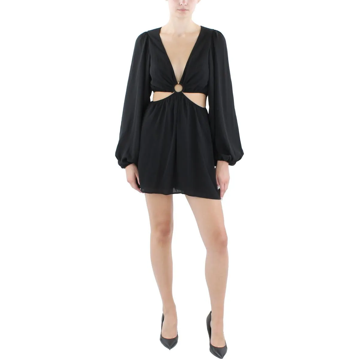 Womens Chiffon Cut-Out Mini Dress