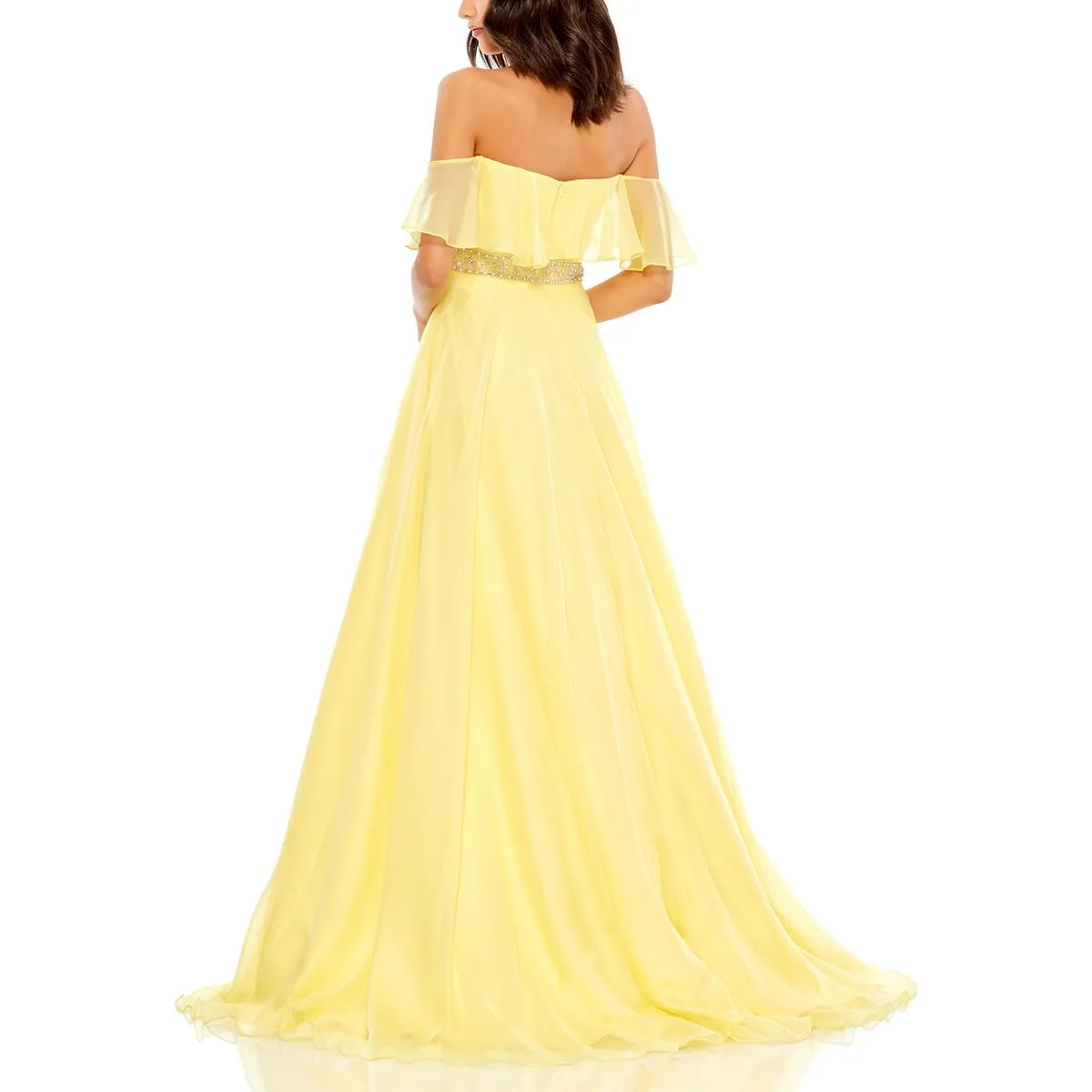 Womens Chiffon Off-The-Shoulder Evening Dress