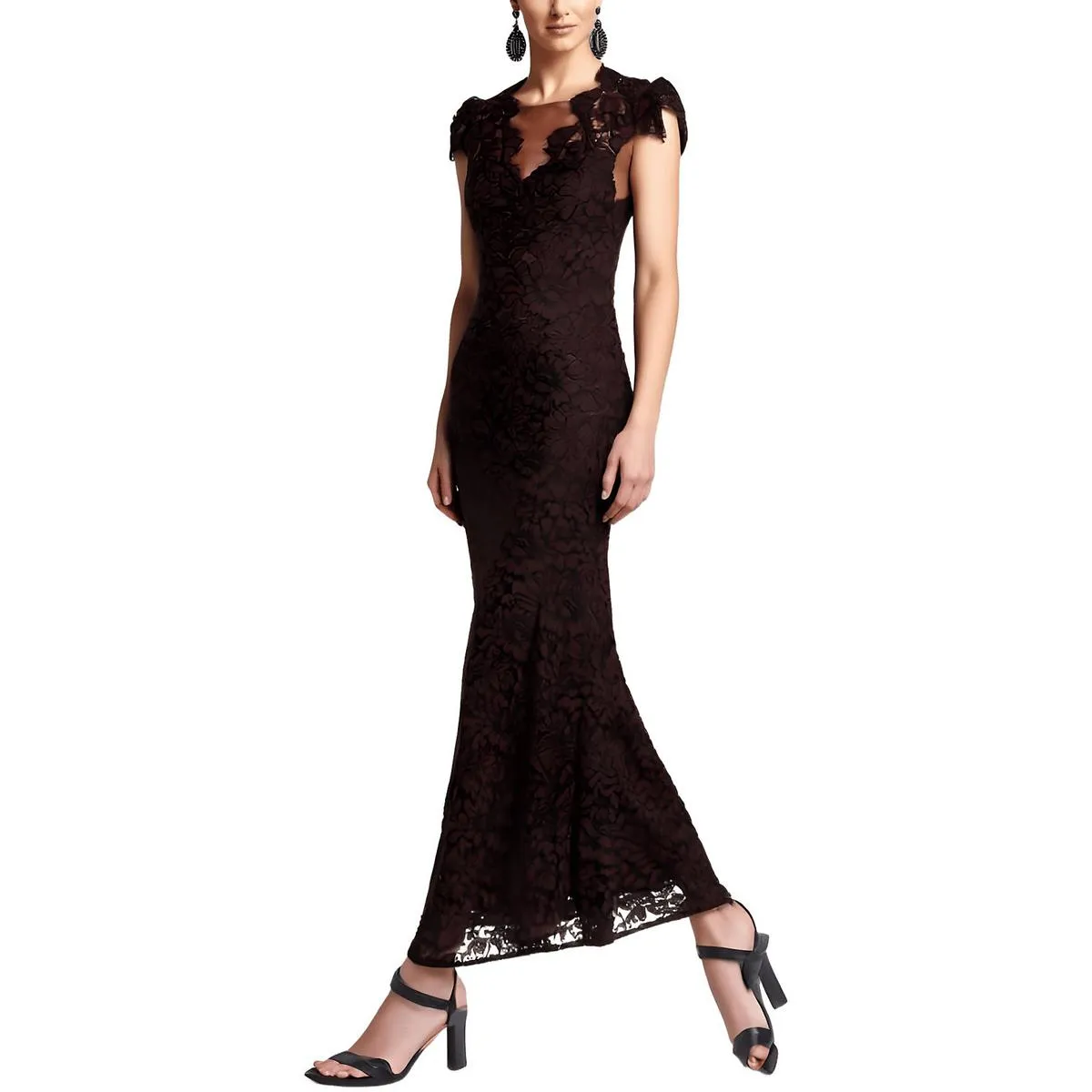 Womens Cotton Lace Evening Dress