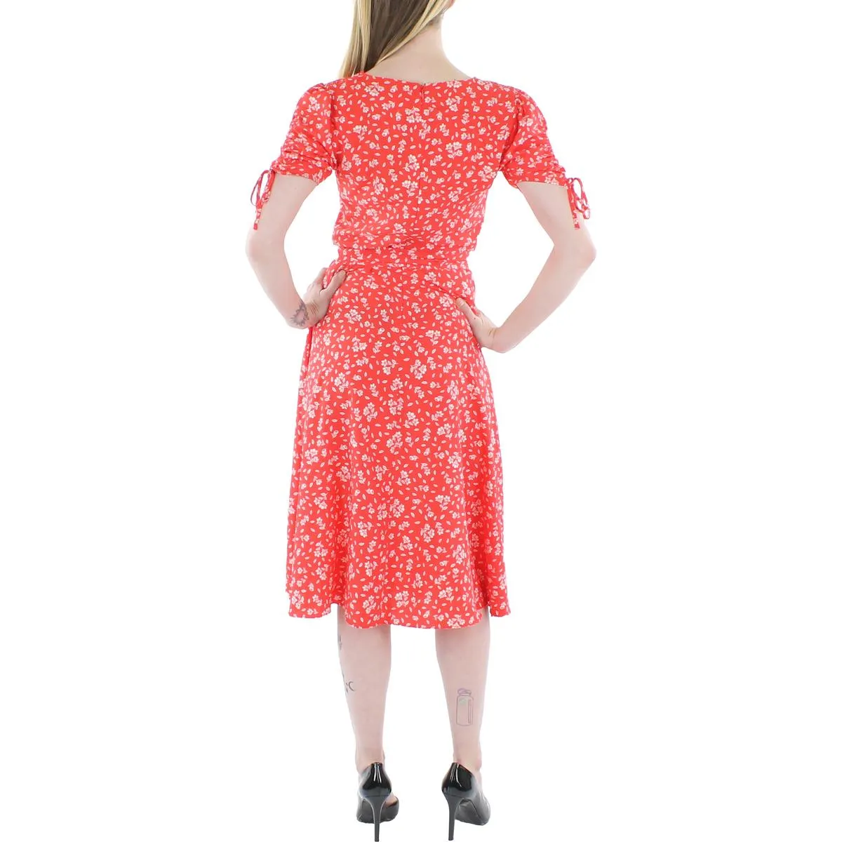 Womens Crepe Floral Print Fit & Flare Dress