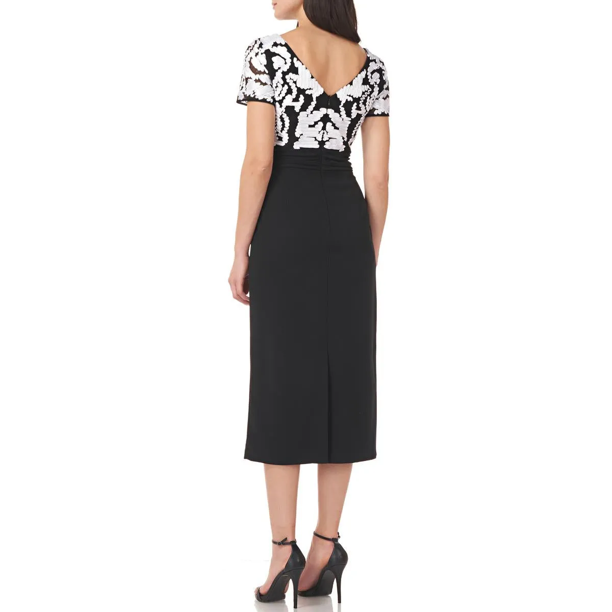 Womens Crepe Midi Cocktail and Party Dress