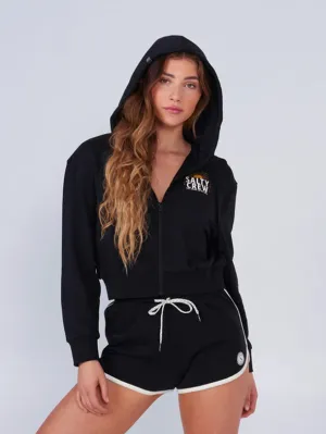 Damen Cruisin Crop Zip-Up Hoodie - Schwarz