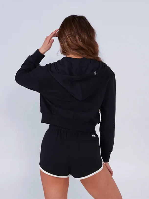 Damen Cruisin Crop Zip-Up Hoodie - Schwarz