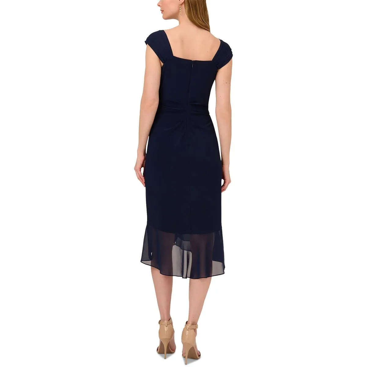 Womens Draped Pleated Cocktail And Party Dress