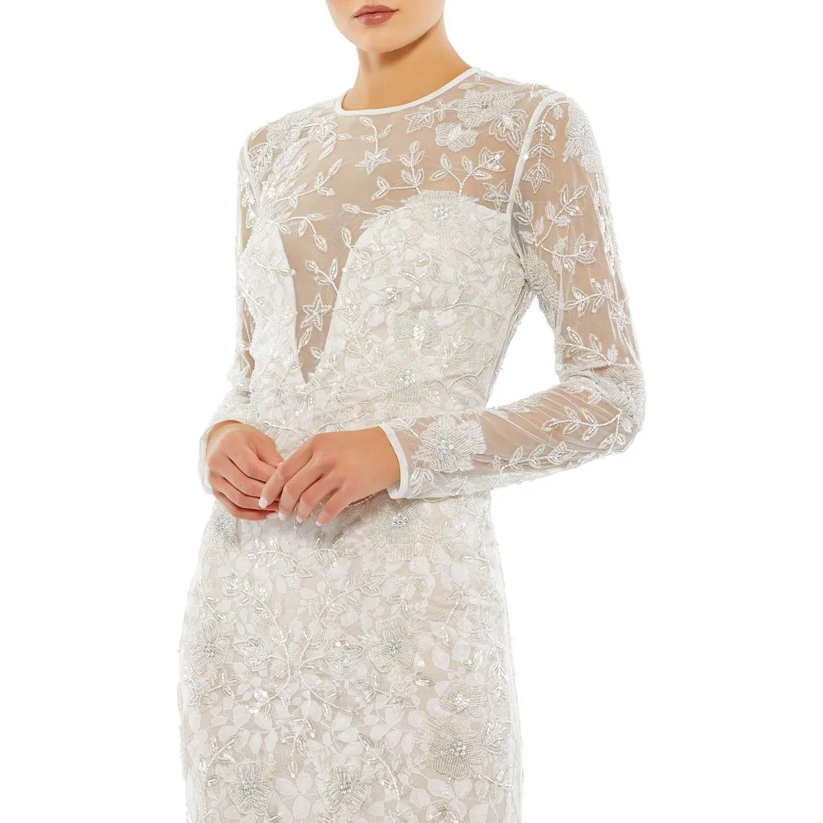 Womens Embellished Beaded Evening Dress