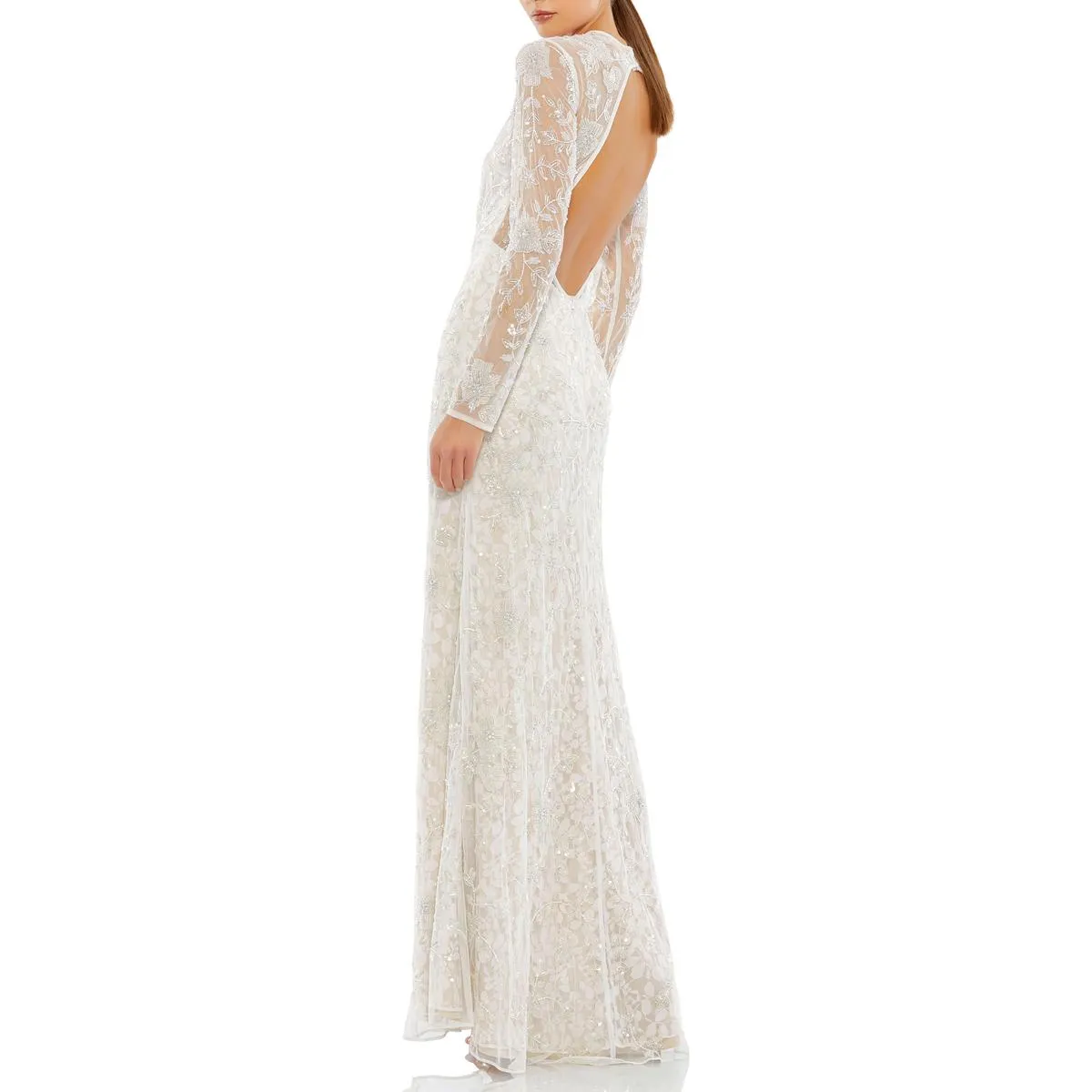 Womens Embellished Beaded Evening Dress