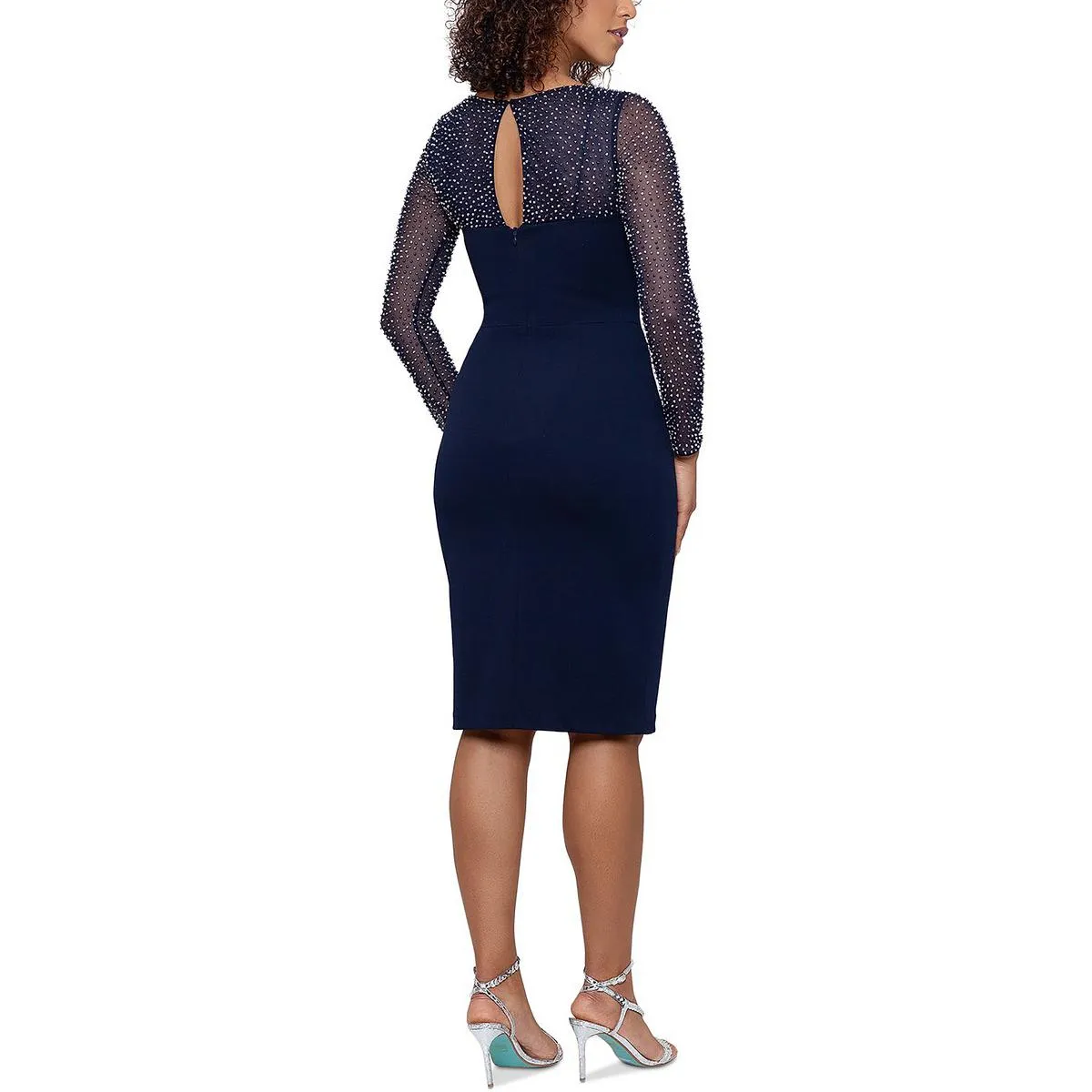 Womens Embellished Knee-Length Cocktail and Party Dress