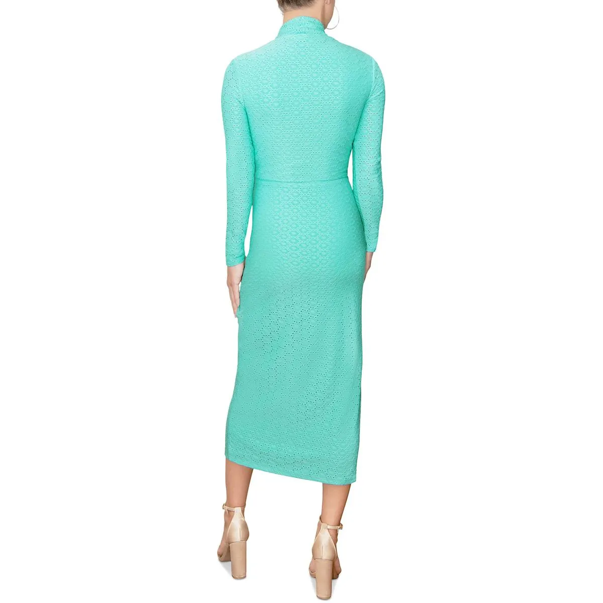 Womens Eyelet Midi Wrap Dress