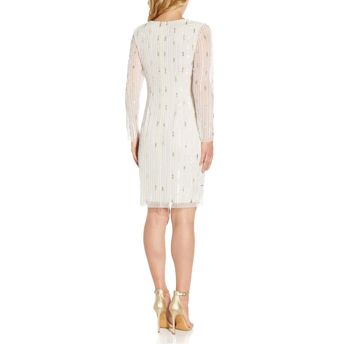 Womens Faux Wrap Midi Cocktail and Party Dress