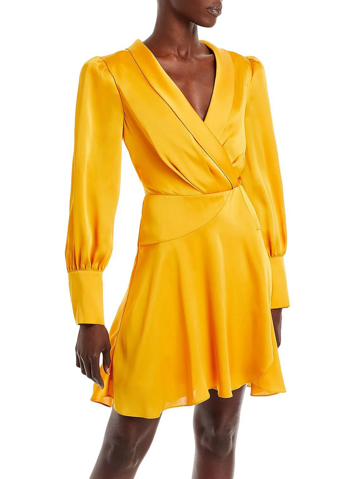 Womens Faux Wrap Mini Cocktail and Party Dress