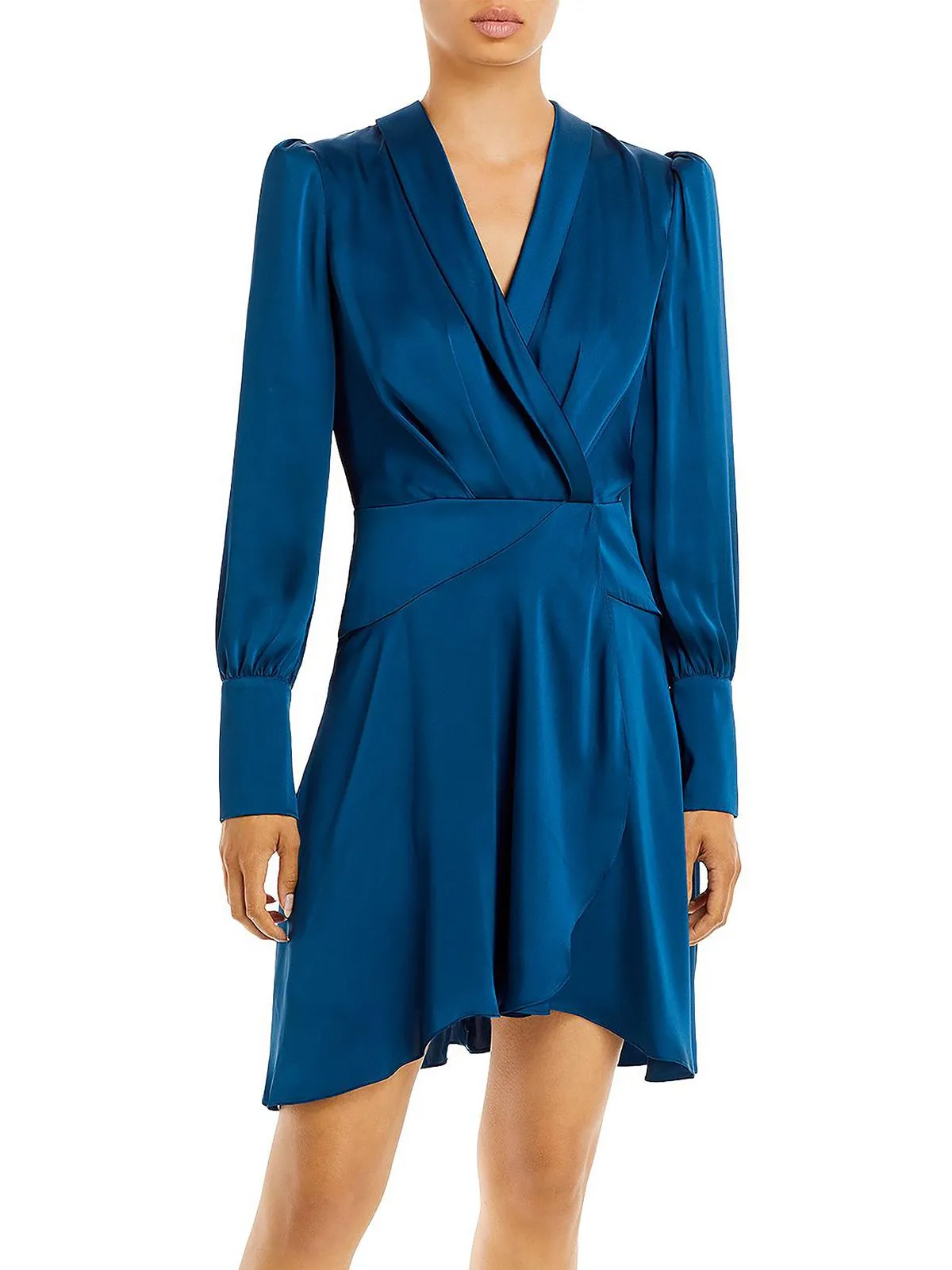 Womens Faux Wrap Mini Cocktail and Party Dress
