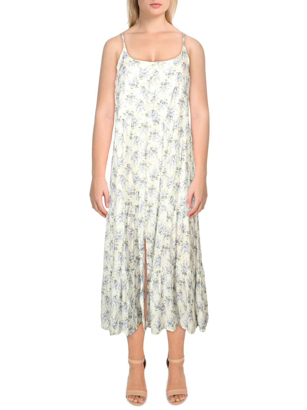 Womens Floral Calf Midi Dress