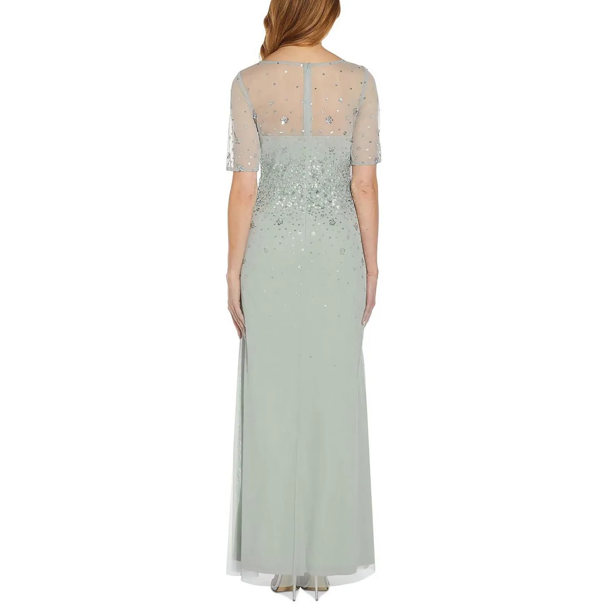 Womens Floral Embellished Evening Dress