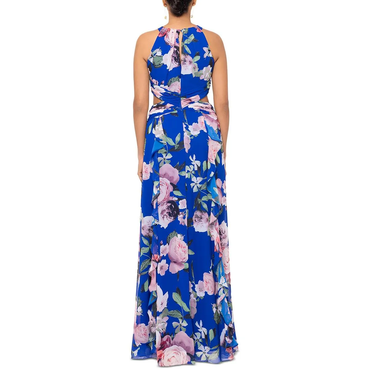 Womens Floral Print Chiffon Maxi Dress