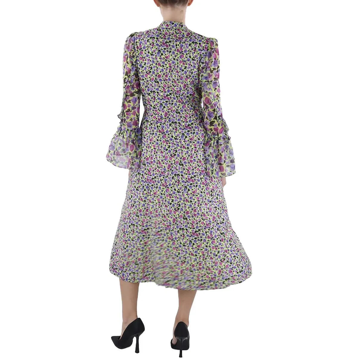 Womens Floral Print Mid Calf Midi Dress
