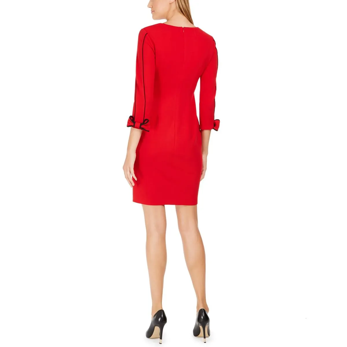 Womens Knit Bow Sleeves Sheath Dress