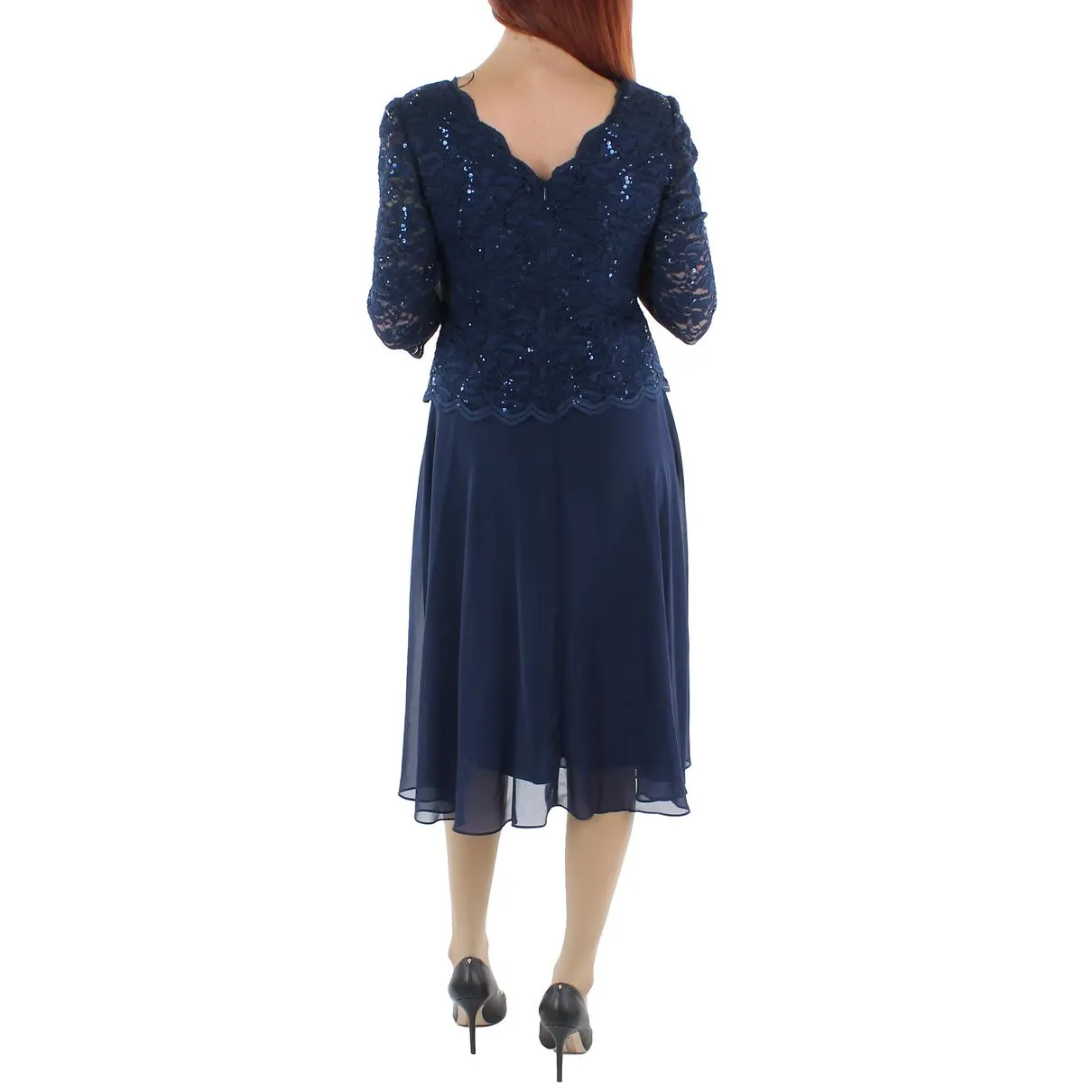 Womens Lace Sequined Cocktail Dress