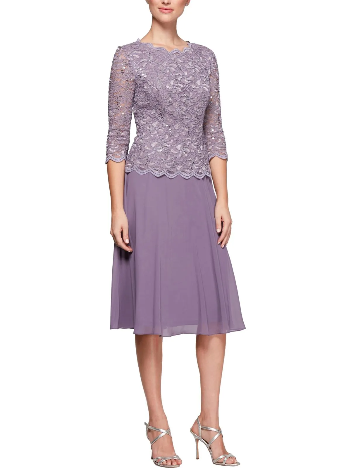 Womens Lace Sequined Cocktail Dress