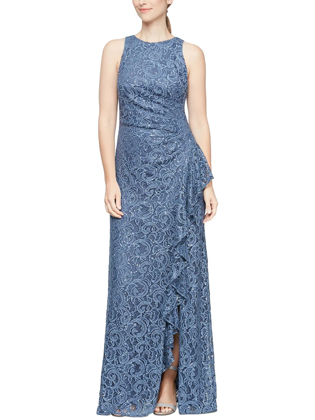 Womens Lace Sleeveless Evening Dress
