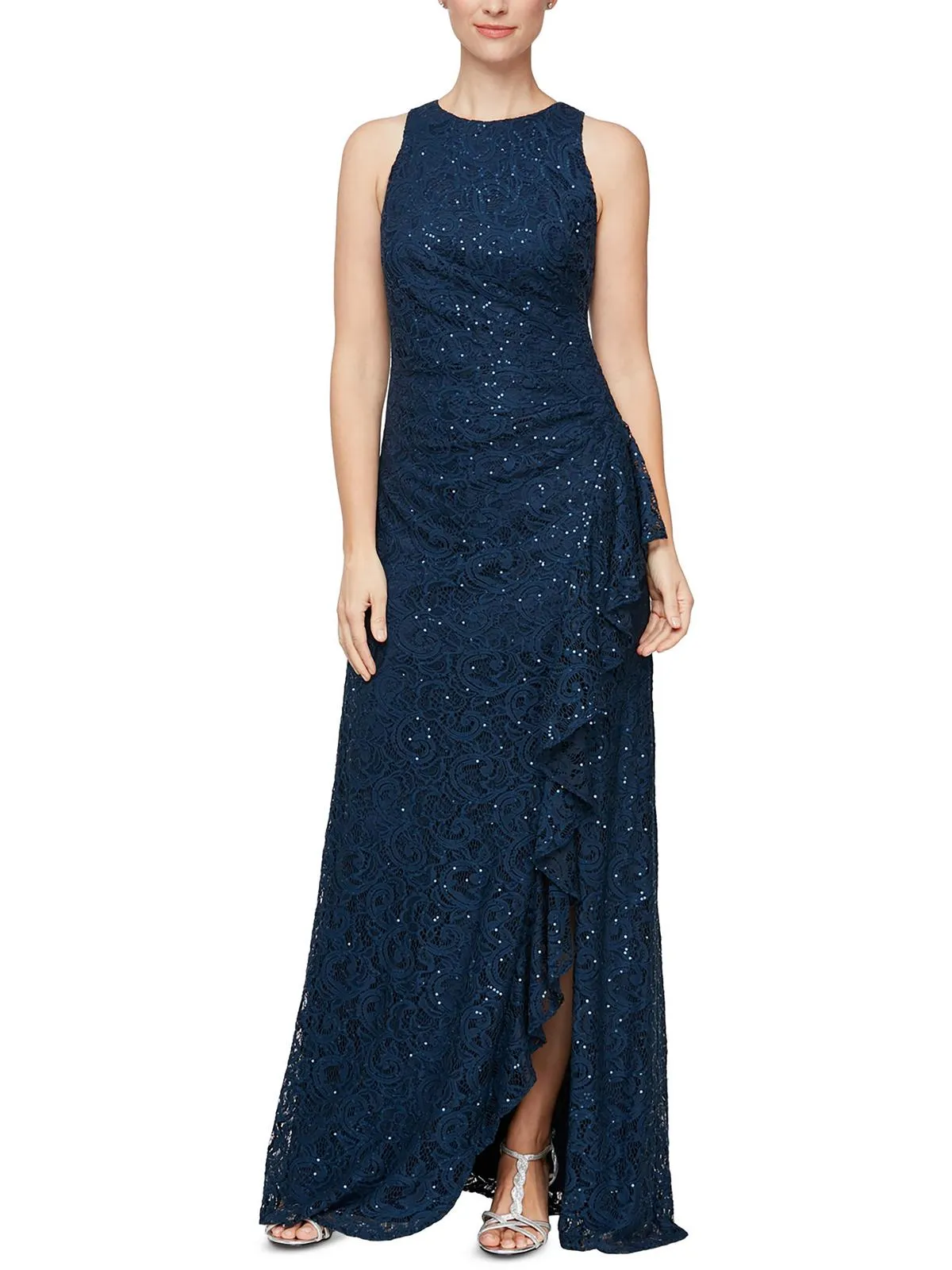 Womens Lace Sleeveless Evening Dress