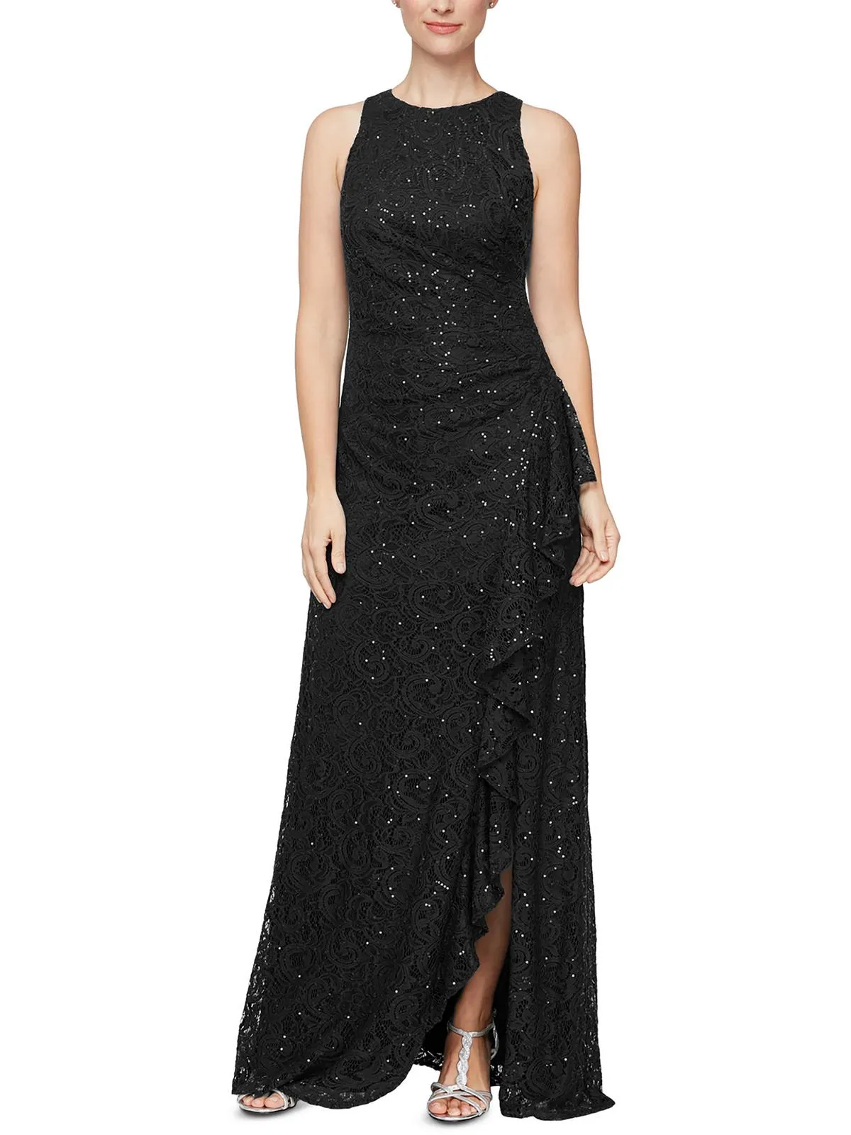 Womens Lace Sleeveless Evening Dress