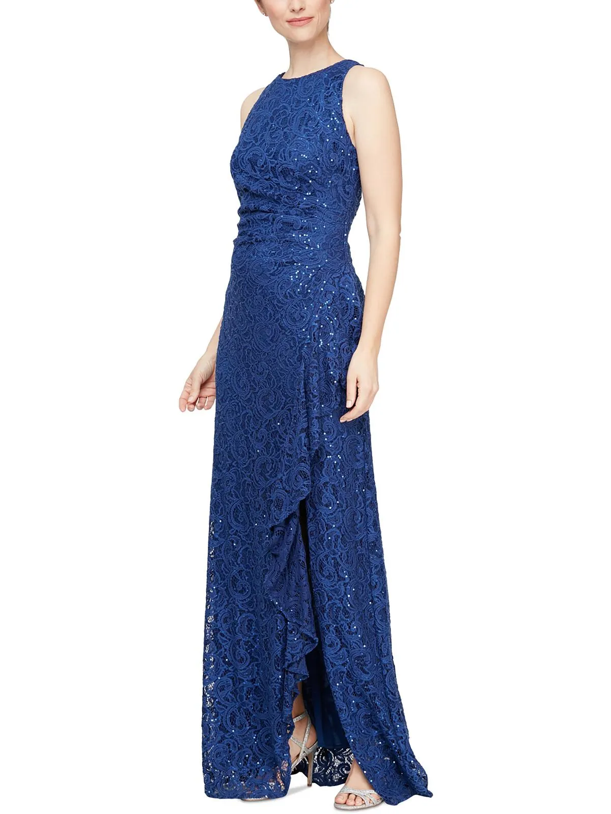 Womens Lace Sleeveless Evening Dress