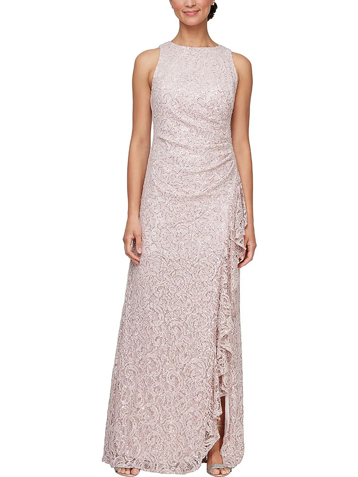 Womens Lace Sleeveless Evening Dress