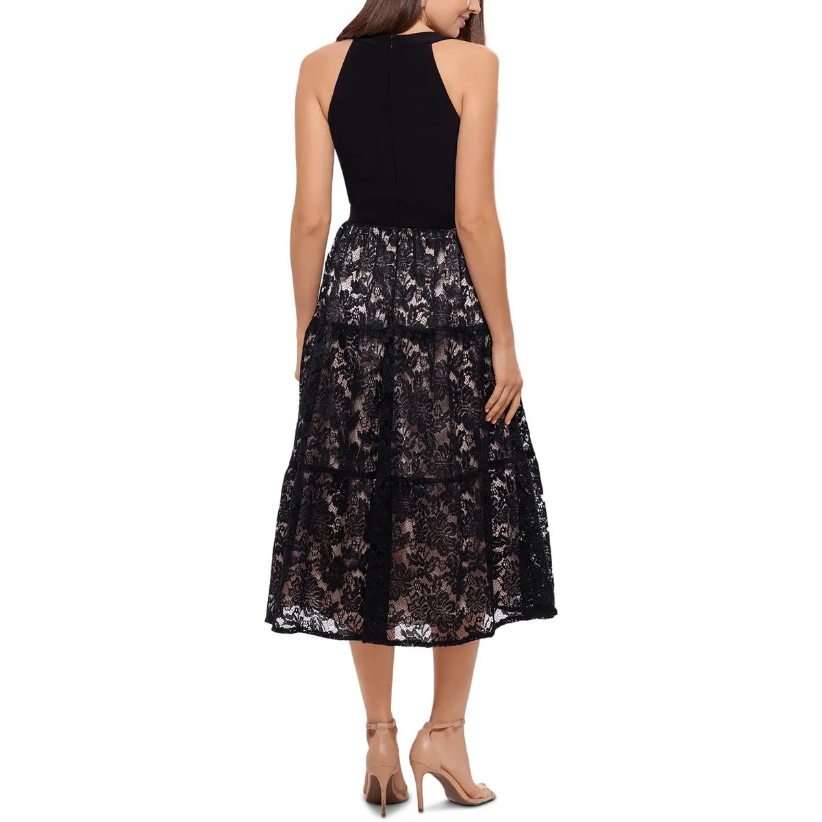 Womens Lace Sleeveless Midi Dress